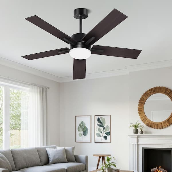 42 in. Indoor/Covered Outdoor Black Modern Adjustable Color Temperature Ceiling Fan Light with Remote