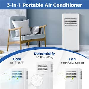 6250 (DOE) BTU Portable Air Conditioner Cools 300 sq. ft. with Dehumidifier with Remote in White