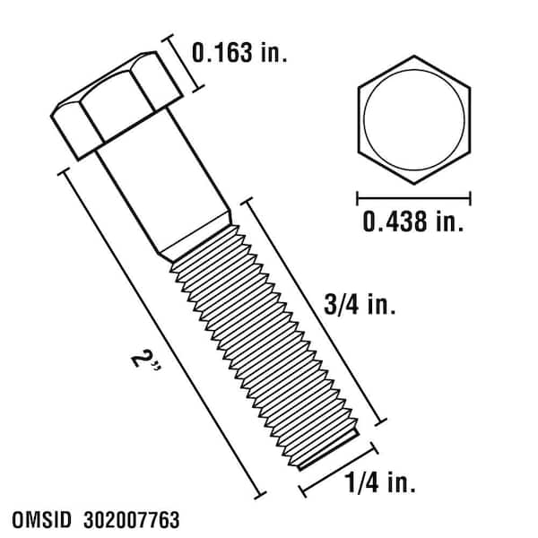 Everbilt 1/4 in.-20 x 2-1/2 in. Stainless Steel Hex Bolt (5-Pack) 812250  The Home Depot