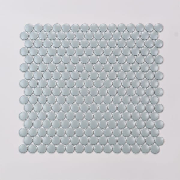 Marin 3/4 in. Penny Round Matte Porcelain Mosaic in Misty Blue (9.87 sq. ft. /Case)