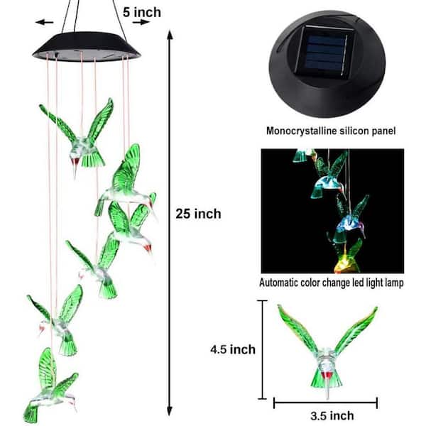 Solar Color Changing LED Crystal Clear Hummingbirds Wind Chimes Home G –  Neat Cart