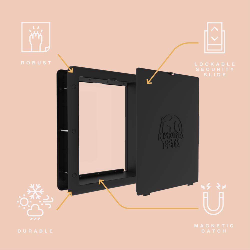 Medium Black ABS Pet Door with Lock for Cats and Dogs