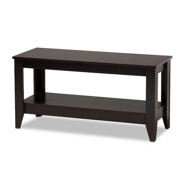 Baxton Studio Elada 40 in. Dark Brown Medium Rectangle Wood Coffee Table with Shelf