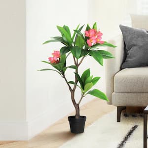 3 ft. Real Touch Fuchsia Artificial Plumeria Tree Tropical Plant in Pot