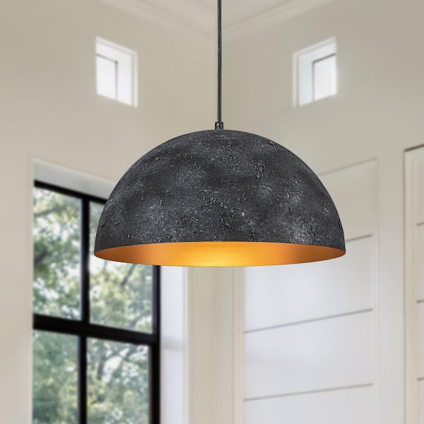 Nathan 1-Light 15.7 in. Black Hanging Kitchen Pendant Light