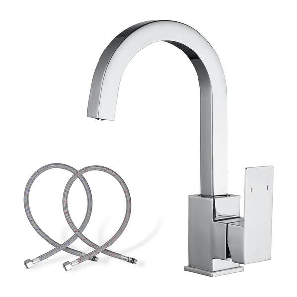 WOWOW Single Handle Deck Mount Bar Faucet Deckplate Not Included in Polished Chrome