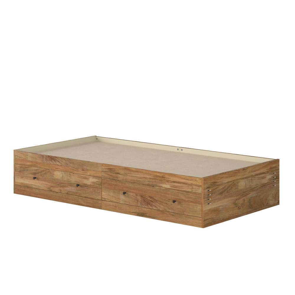 Sindoori Mango Twin Wood Frame Bed with 2 Storage Drawers