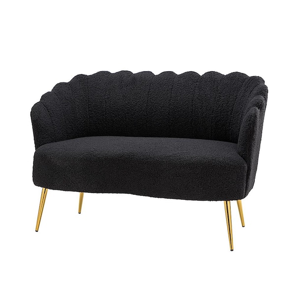 JAYDEN CREATION Menephron 51.5 in. Black Loveseat with Metal Legs