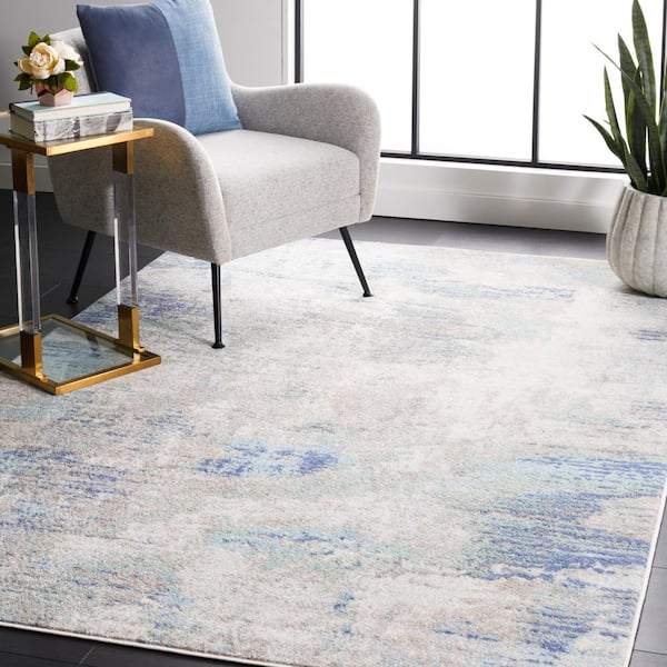 Skyler Collection Beige/Gray Blue 9 ft. x 12 ft. Abstract Striped Area Rug