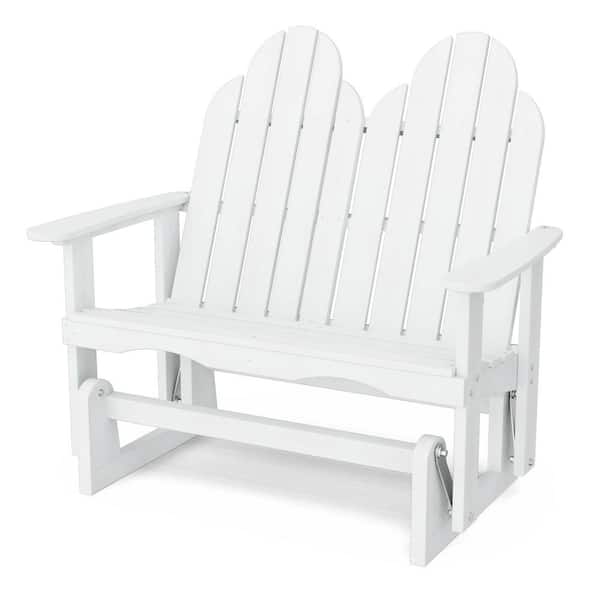 Wildridge Classic 2-Person White Plastic Outdoor Adirondack Glider