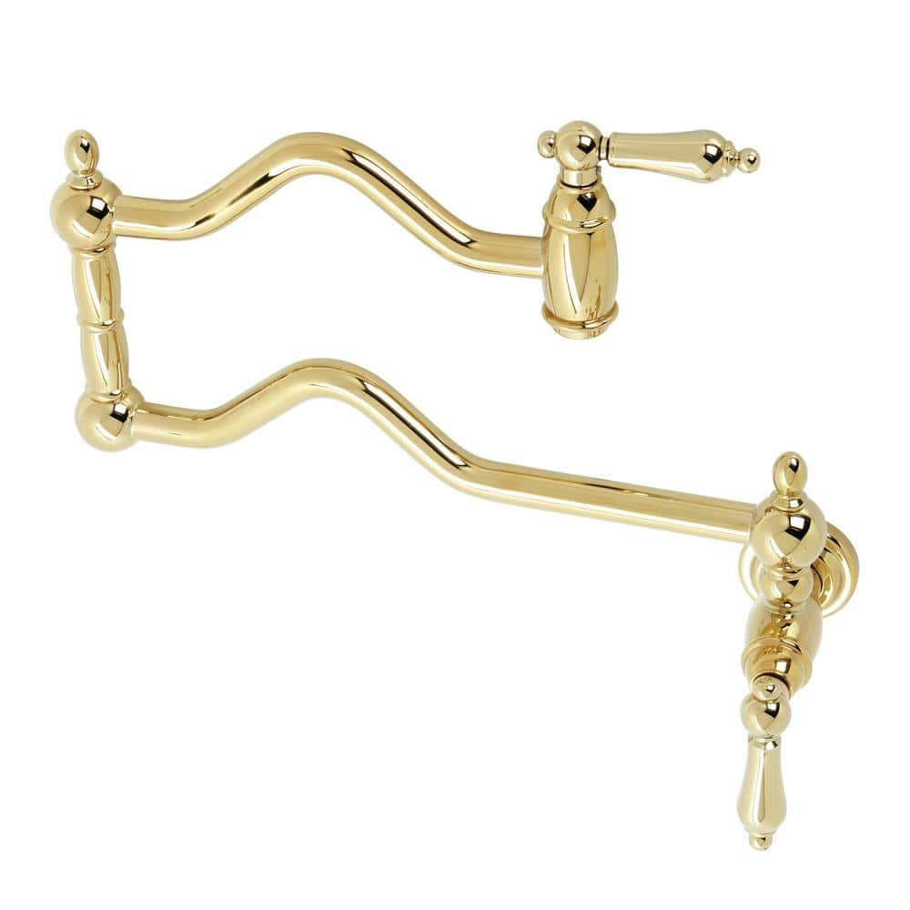 Kingston Brass Heritage Wall Mount Pot Filler Faucets In Polished Brass   Polished Brass Kingston Brass Pot Fillers Hks2102al 64 1000 