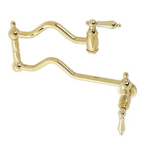 Heritage Wall Mount Pot Filler Faucets in Polished Brass