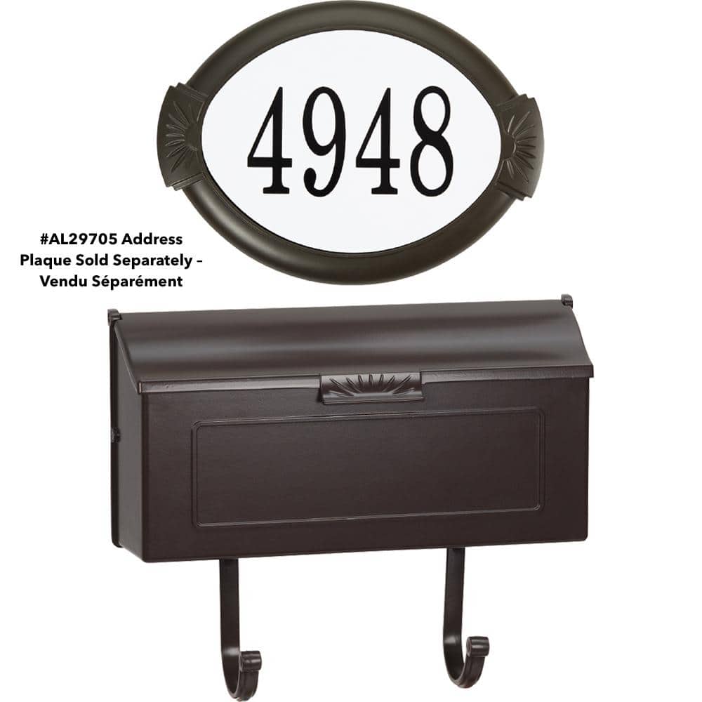 Mocha Brown Cast Aluminum Wall Mounted Mailbox with Newspaper Hooks