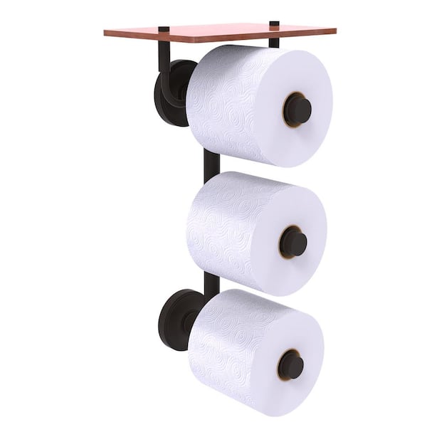 Allied Brass Prestige Regal Collection Wall Mounted Toilet Paper Holder in Oil Rubbed Bronze with Wood Shelf