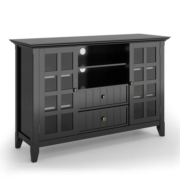 Brooklyn + Max Brunswick 53 in. Black Wood TV Stand with 2 Drawer Fits TVs Up to 55 in. with Storage Doors