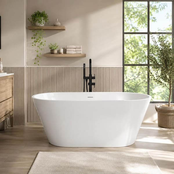 Anna　ホワイト Zeafive Ane 67 in. x 29.5 in. Acrylic Freestanding Soaking Bathtub