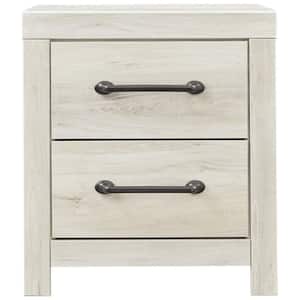 21.65 in. White 2-Drawer Wooden Nightstand