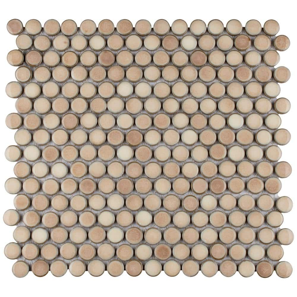 Hudson Penny Round Truffle 6 in. x 6 in. Porcelain Mosaic Take Home Tile Sample price history on PriceWatchPro