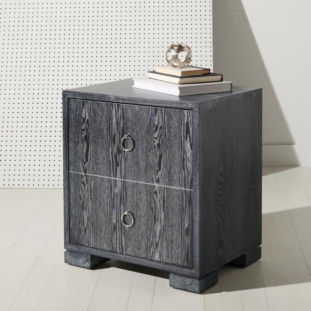 SAFAVIEH Laila 24 in. Black Cerused Oak Rectangle End Table SFV3511C ...