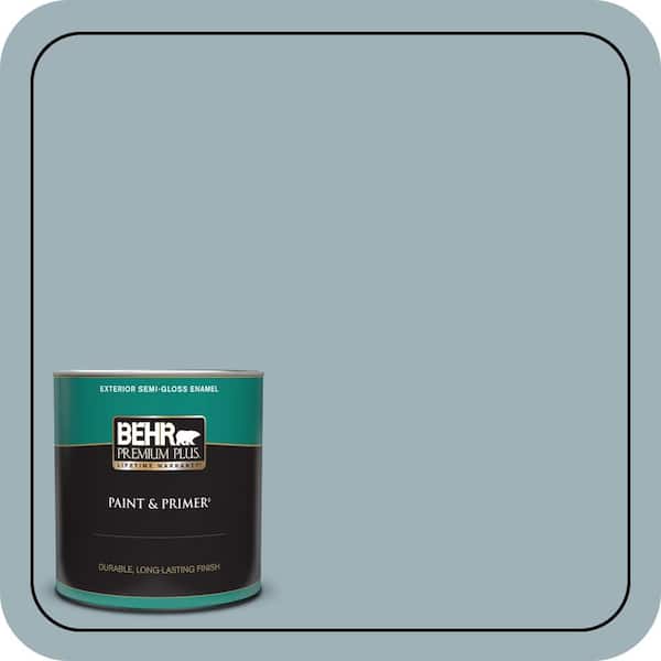 BEHR PREMIUM PLUS 1 qt. #540E-3 Blue Fox Semi-Gloss Enamel Exterior Paint & Primer