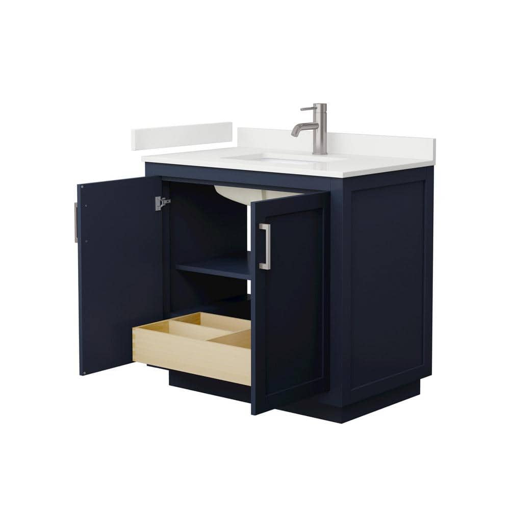 Miranda 36" Dark Blue Freestanding Bathroom Vanity with White Quartz Top