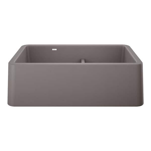 Blanco Ikon Metallic Gray Granite 33 in. Double Bowl Farmhouse Apron Kitchen Sink