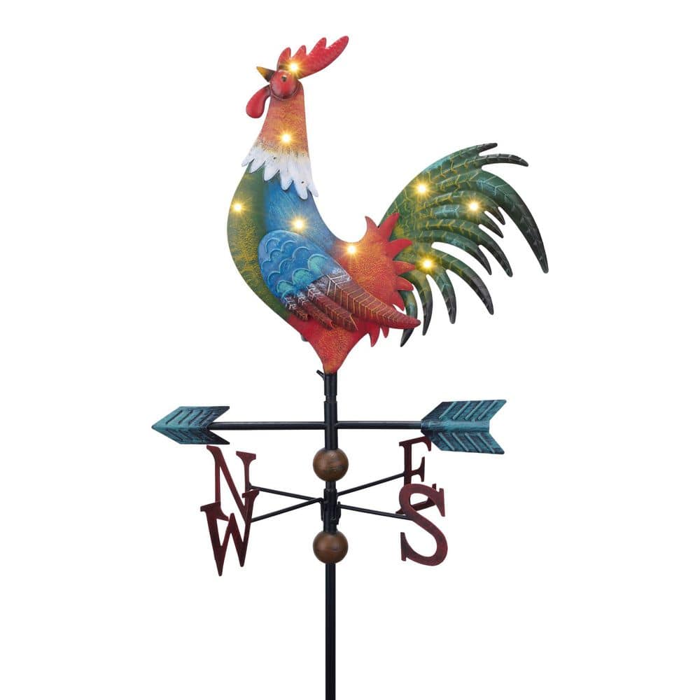 Garden Decor with Solar Outdoor Lights, Red Rooster Yard Art Sign for Outside, 39.4 in. Metal Weathervane Decorative price history on PriceWatchPro
