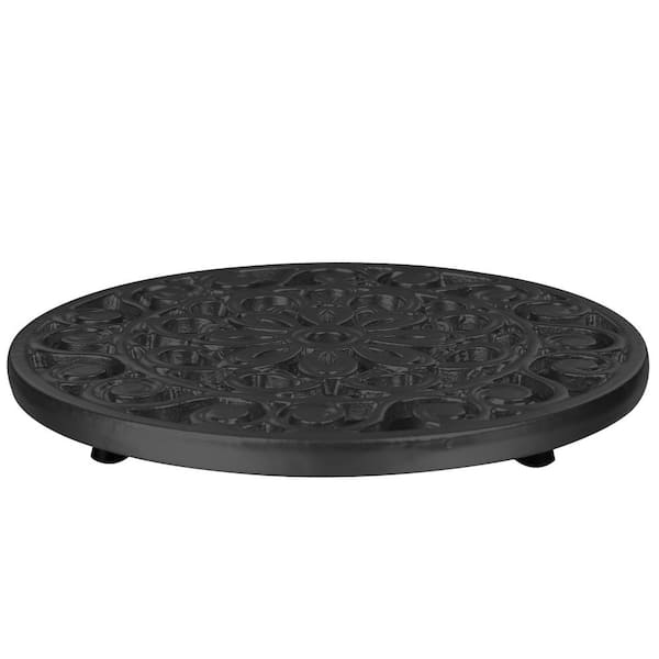 7.75 in. Decorative Cast Iron Metal Trivet (Black)