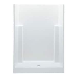 Everyday Textured Tile 54 in. x 27.5 in. x 72 in. 1-Piece Shower Stall with Center Drain in White