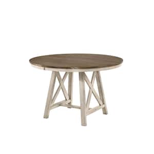 New Classic Furniture Somerset Vintage White Wood Trestle Round Dining Table (Seats 4)