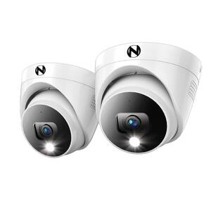 4K Wired Indoor/Outdoor Dome Spotlight Security Cameras with 2-Way Audio (2-Pack)