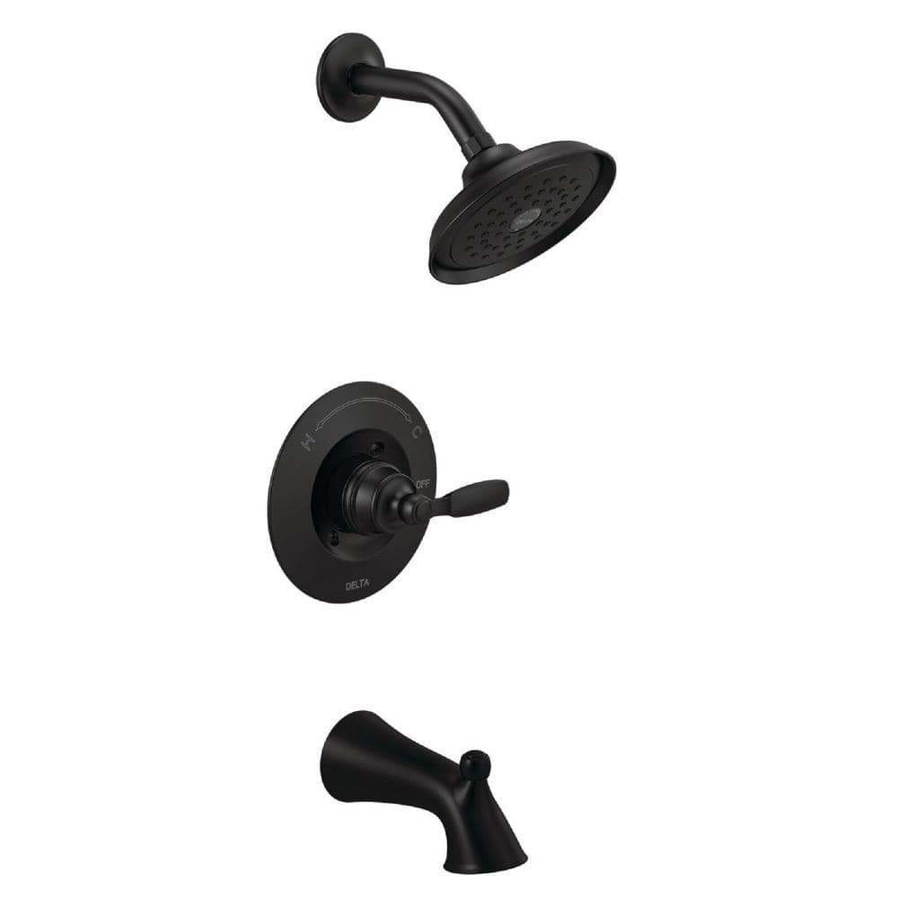 Delta Woodhurst 1Handle Wall Mount Tub and Shower Trim Kit in Matte Black (Valve Not Included