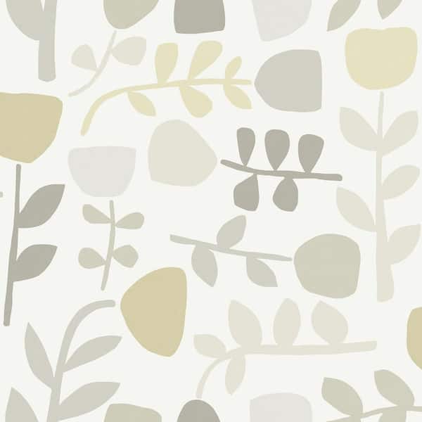 A-Street Prints Juni Grey Neutral Abstract Tulips Wallpaper Sample