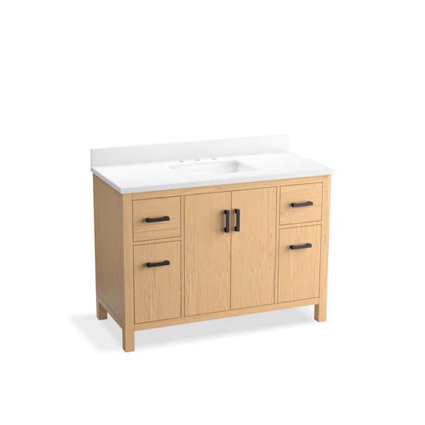 Kresla 49.02in. Single Sink Freestanding Light Oak Bath Vanity with White Quartz Top Assembled