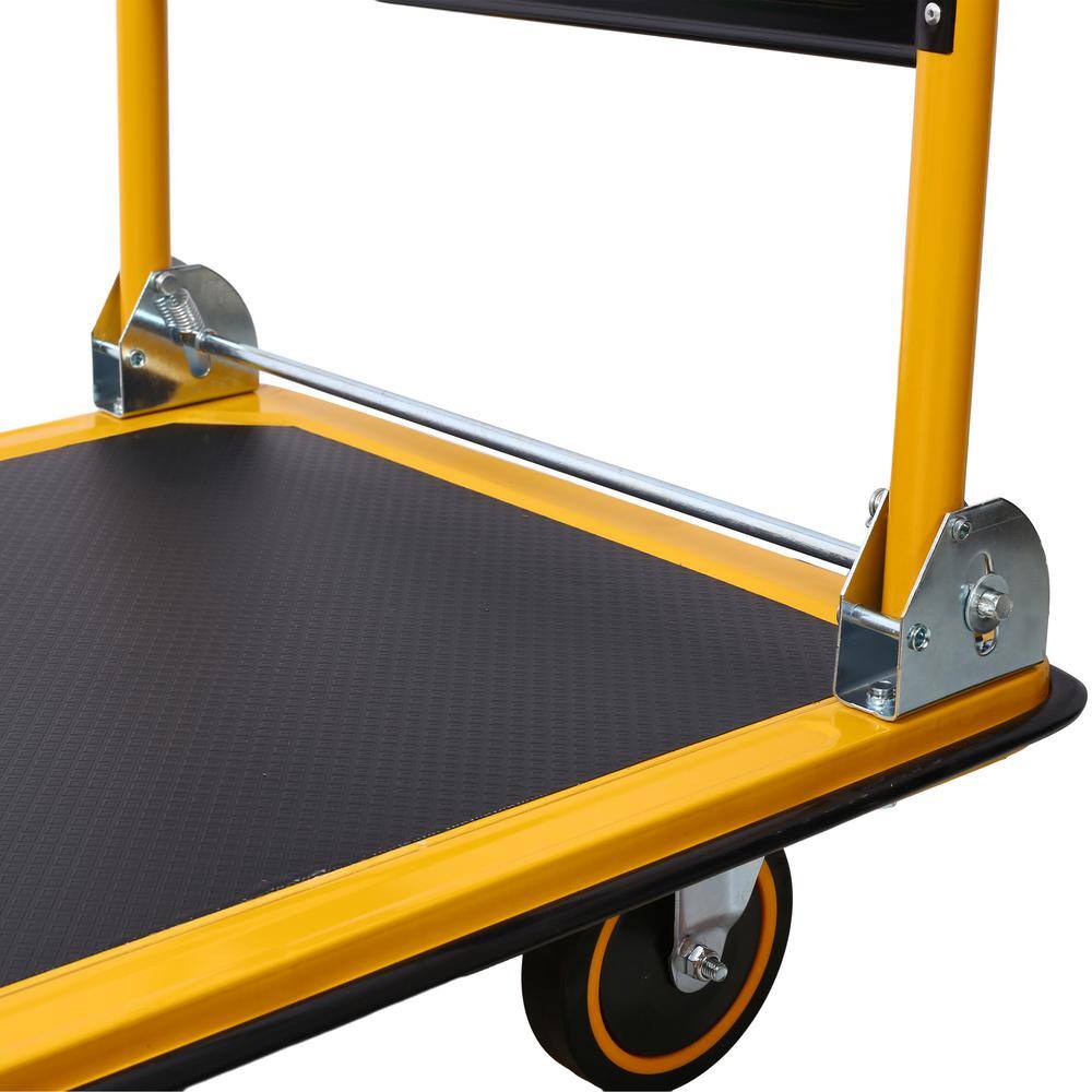 330 lb Capacity Heavy Duty Foldable Steel Hand Truck, Black and Yellow