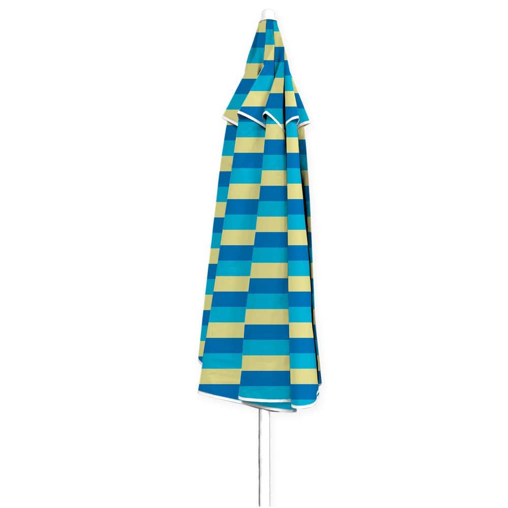 Blue and Yellow 8-Foot Octagon Beach Umbrella with Steel Pole