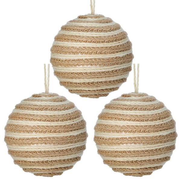 5 in. Woven Jute Ball Ornament (Set of 3)