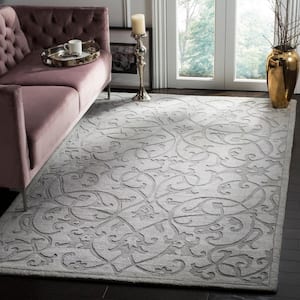 Impressions Gray 6 ft. x 6 ft. Square Border Area Rug