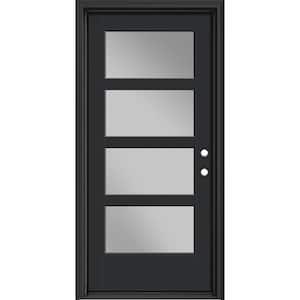 Performance Door System 36 in. x 80 in. VG 4-Lite Left-Hand Inswing Clear Black Smooth Fiberglass Prehung Front Door