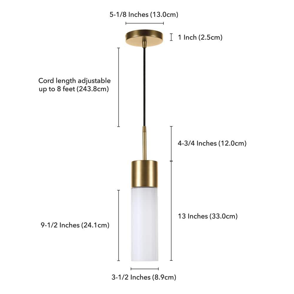 Contemporary Brass and Milk White Glass 18" Pendant Light