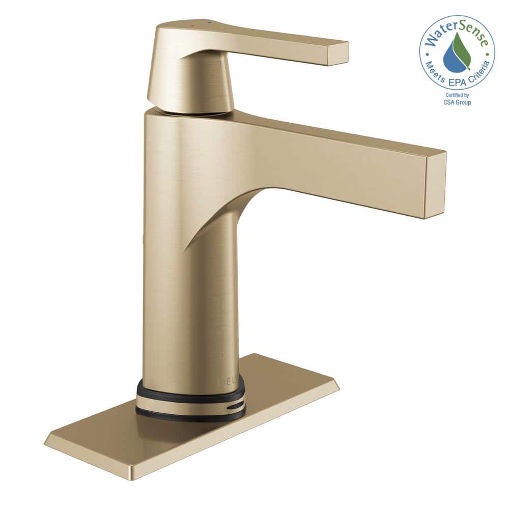 Delta Zura Modern Champagne Bronze Single Hole Bathroom Faucet