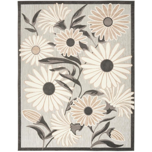 Aloha Beige 6 ft. x 9 ft. Botanical Contemporary Area Rug