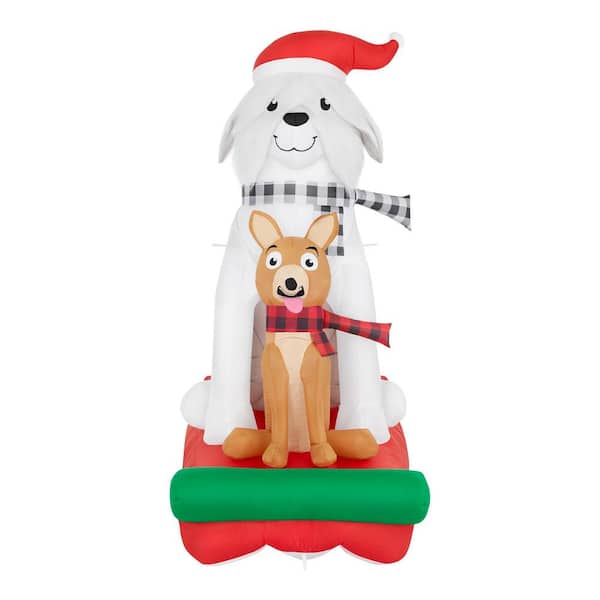 Home Accents Holiday 5 ft. LED 2 Dogs in Sleigh Inflatable 23GM82224 - The  Home Depot