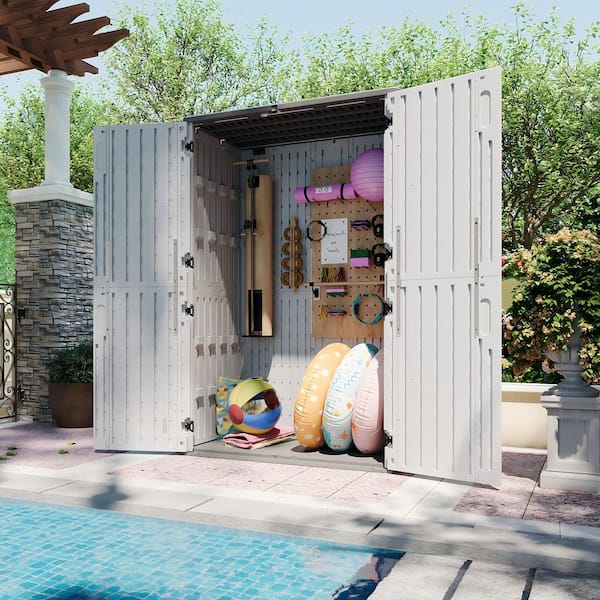 52 in. W x 30 in. D x 75 in. H White Resin Storage Shed with 2-Pieces Shelves