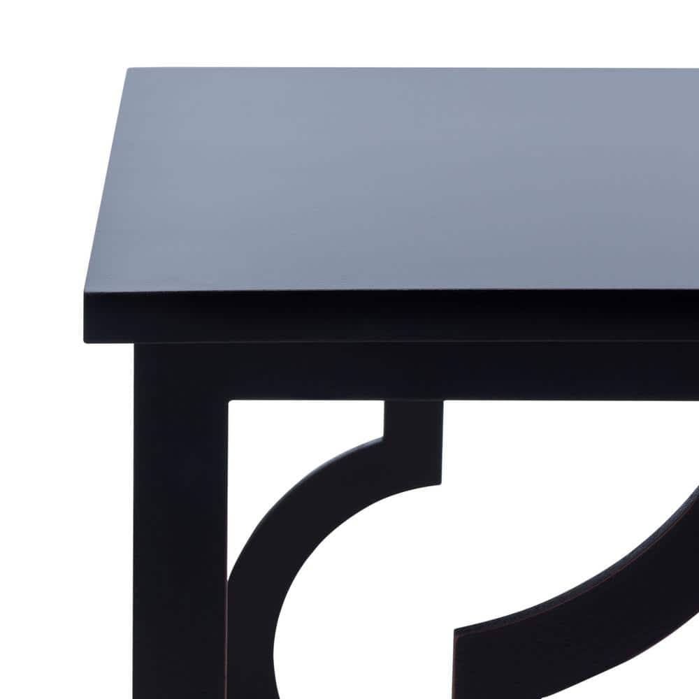 Milo Black Wood and Metal Lattice Accent Table