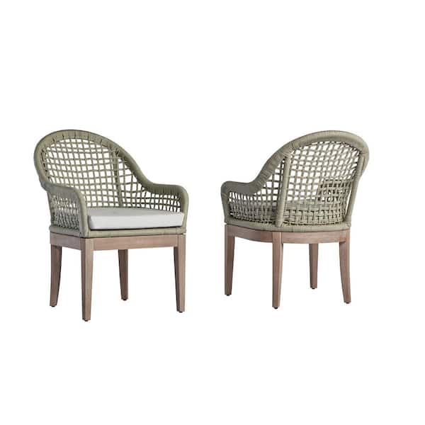 Best Quality Furniture Richard Rustic Light Oak Wicker Outdoor Dining Lounge Chairs with Cushions (2-Pack)
