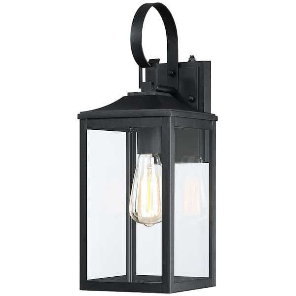 TRUE FINE Citadel 1-Light 18 in. Dusk to Dawn Black Outdoor Wall ...