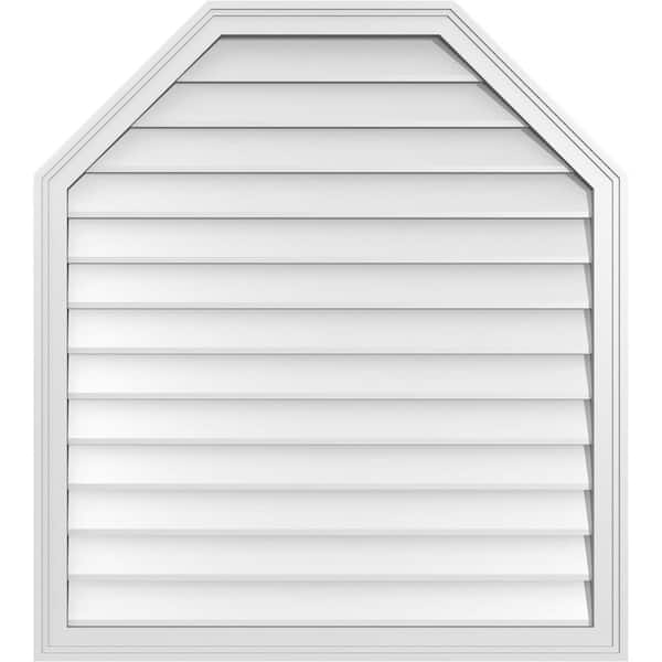 Ekena Millwork 36 in. x 40 in. Octagonal Top Surface Mount PVC Gable Vent: Decorative with Brickmould Frame