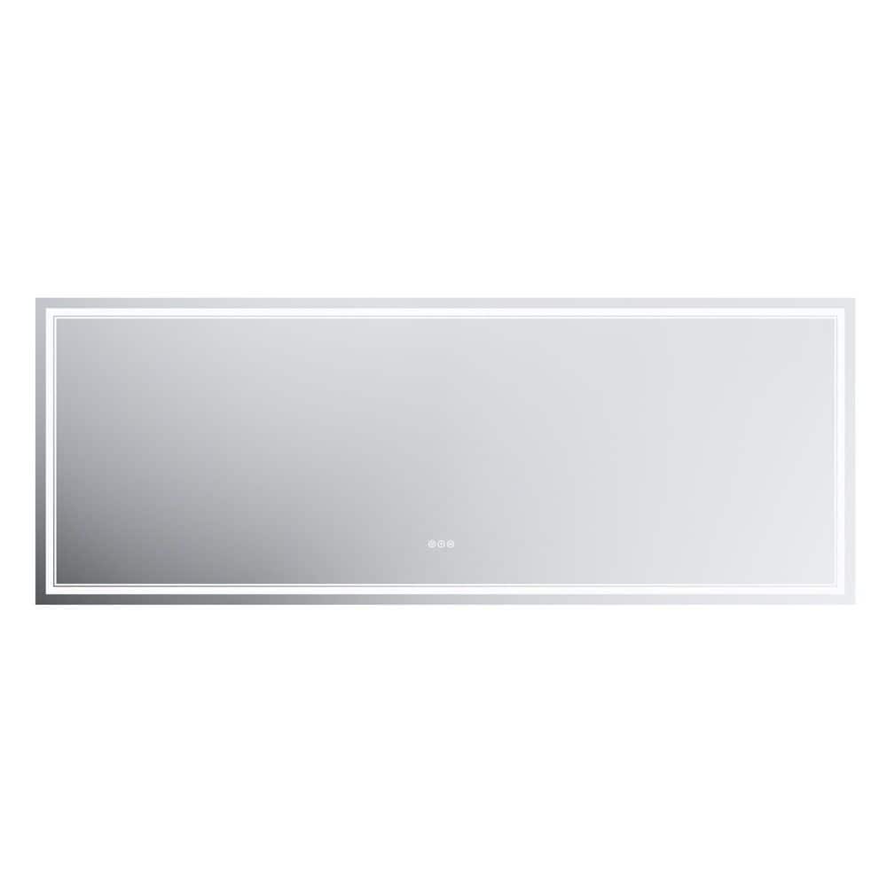 96 in. W x 36 in. H Aluminum Rectangular Frameless LED Defogging Wall Bathroom Vanity Mirror in Silver, Tempered Glass price history on PriceWatchPro