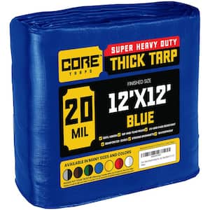 12 ft. x 12 ft. Blue 20 Mil Heavy Duty Polyethylene Tarp, Waterproof, UV Resistant, Rip and Tear Proof